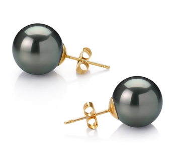 12-13mm AAA Quality Tahitian Cultured Pearl Earring Pair in Black