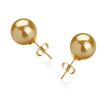 10-11mm AAA Quality South Sea Cultured Pearl Earring Pair in Gold 10-11mm AAA Quality South Sea Cultured Pearl Earring Pair in Gold