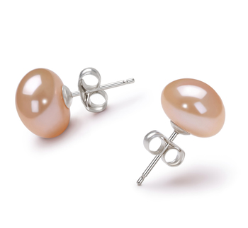 9-10mm AA Quality Freshwater Cultured Pearl Earring Pair in Pink