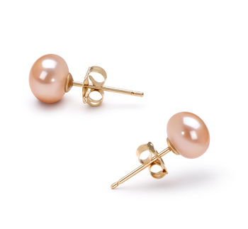 5.5-6mm AAA Quality Freshwater Cultured Pearl Earring Pair in Pink