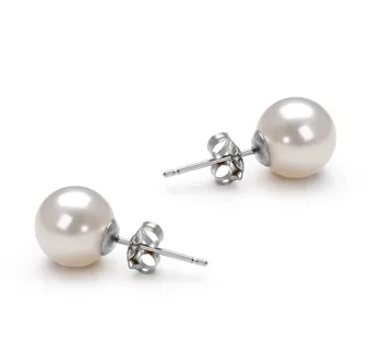 7-8mm AAAA Quality Freshwater Cultured Pearl Earring Pair in White 7-8mm AAAA Quality Freshwater Cultured Pearl Earring Pair in White