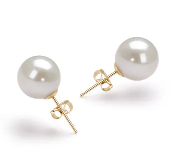 10-11mm AAAA Quality Freshwater Cultured Pearl Earring Pair in White