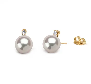 9-10mm AAAA Quality Freshwater Cultured Pearl Earring Pair in Eternity White 9-10mm AAAA Quality Freshwater Cultured Pearl Earring Pair in Eternity White