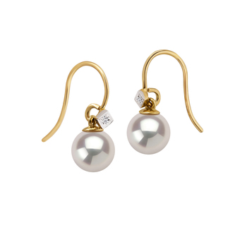 7-8mm AAAA Quality Freshwater Cultured Pearl Earring Pair in Artsy White