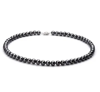 6-7mm AA Quality Freshwater Cultured Pearl Necklace in Black