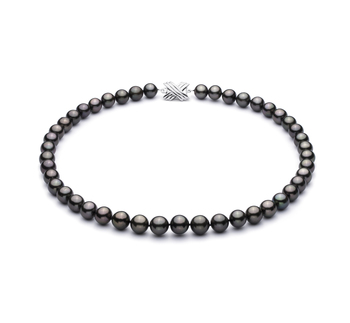 9.2-10.9mm AAA Quality Tahitian Cultured Pearl Necklace in Black