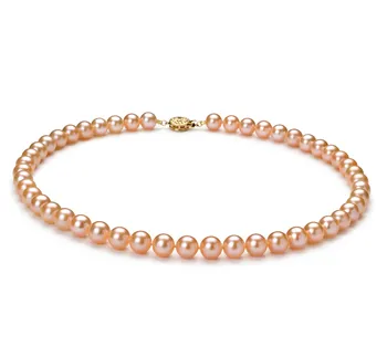 7-8mm AAAA Quality Freshwater Cultured Pearl Necklace in Pink