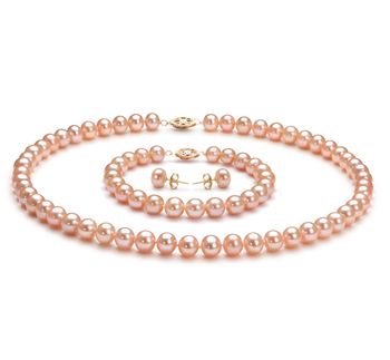 7-8mm AA Quality Freshwater Cultured Pearl Set in Pink