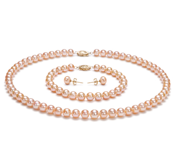 6-7mm AA Quality Freshwater Cultured Pearl Set in Pink