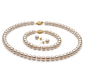 6-7mm AAAA Quality Freshwater Cultured Pearl Set in White