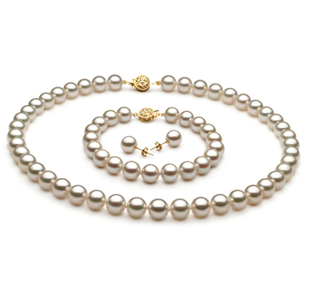 8.5-9mm AAA Quality Japanese Akoya Cultured Pearl Set in White