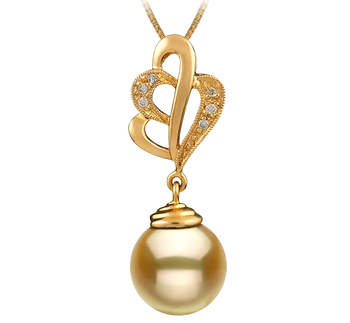 10-11mm AAA Quality South Sea Cultured Pearl Pendant in Prudence Gold