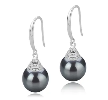 10-11mm AAA Quality Tahitian Cultured Pearl Earring Pair in Roxanne Black 10-11mm AAA Quality Tahitian Cultured Pearl Earring Pair in Roxanne Black