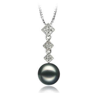 8-9mm AAA Quality Japanese Akoya Cultured Pearl Pendant in Rozene Black