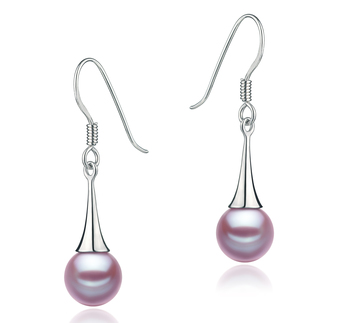 7-8mm AAAA Quality Freshwater Cultured Pearl Earring Pair in Sandra Lavender