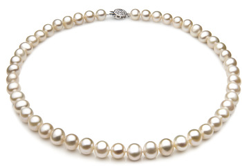 7-8mm A Quality Freshwater Cultured Pearl Necklace in Single White