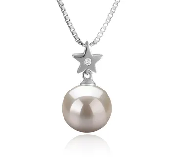 9-10mm AAAA Quality Freshwater Cultured Pearl Pendant in Star White