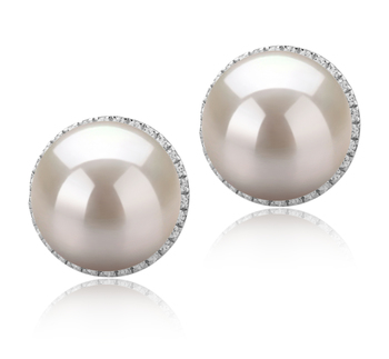 10-11mm AAAA Quality Freshwater Cultured Pearl Earring Pair in Tammy White