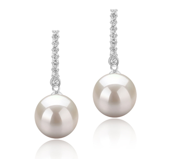 10-11mm AAAA Quality Freshwater Cultured Pearl Earring Pair in Verna White