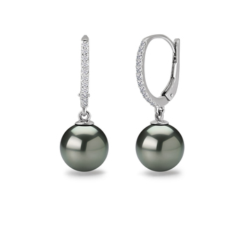 10-11mm AAA Quality Tahitian Cultured Pearl Earring Pair in Victoria Black