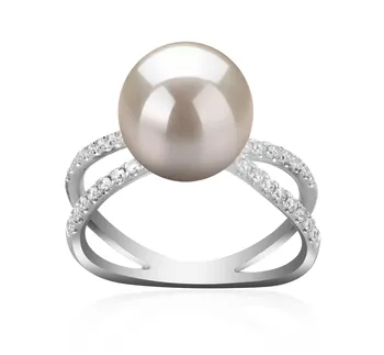 9-10mm AAAA Quality Freshwater Cultured Pearl Ring in Zana White 9-10mm AAAA Quality Freshwater Cultured Pearl Ring in Zana White