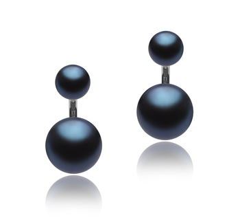 6-11mm AAA Quality Freshwater Cultured Pearl Earring Pair in Zelda Black